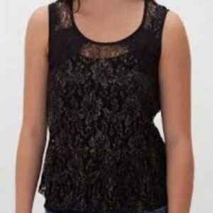 Jolt black peplum lace tank top size Medium